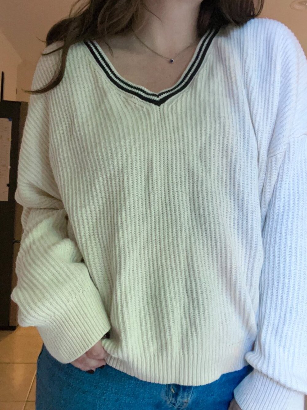 vintage american eagle cream academia sweater